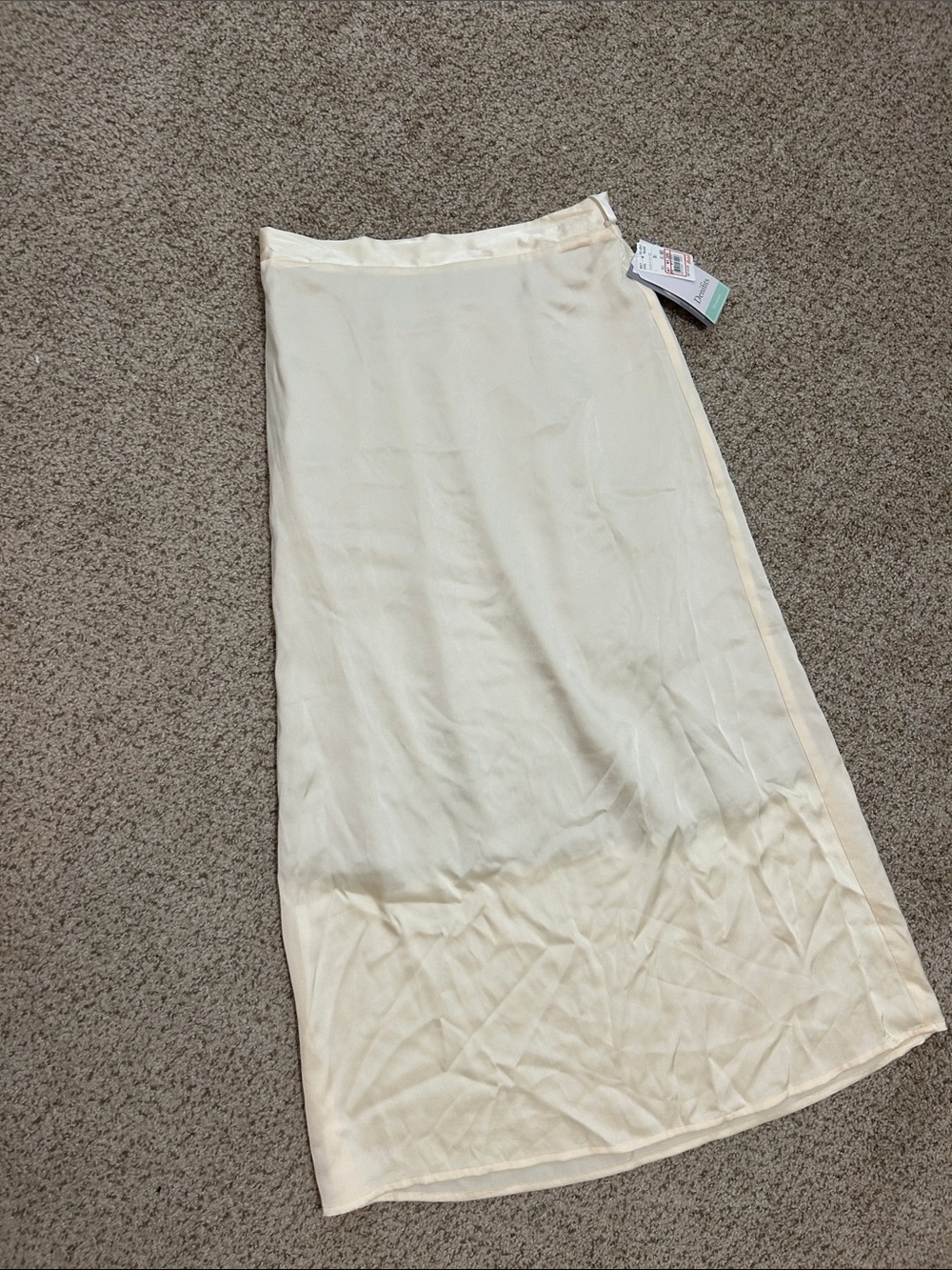 Denifits Cream Satin-Look Slip Skirt